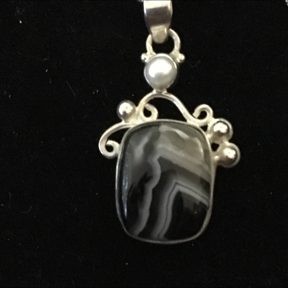 Sterling Silver Necklace with Botswana Agate